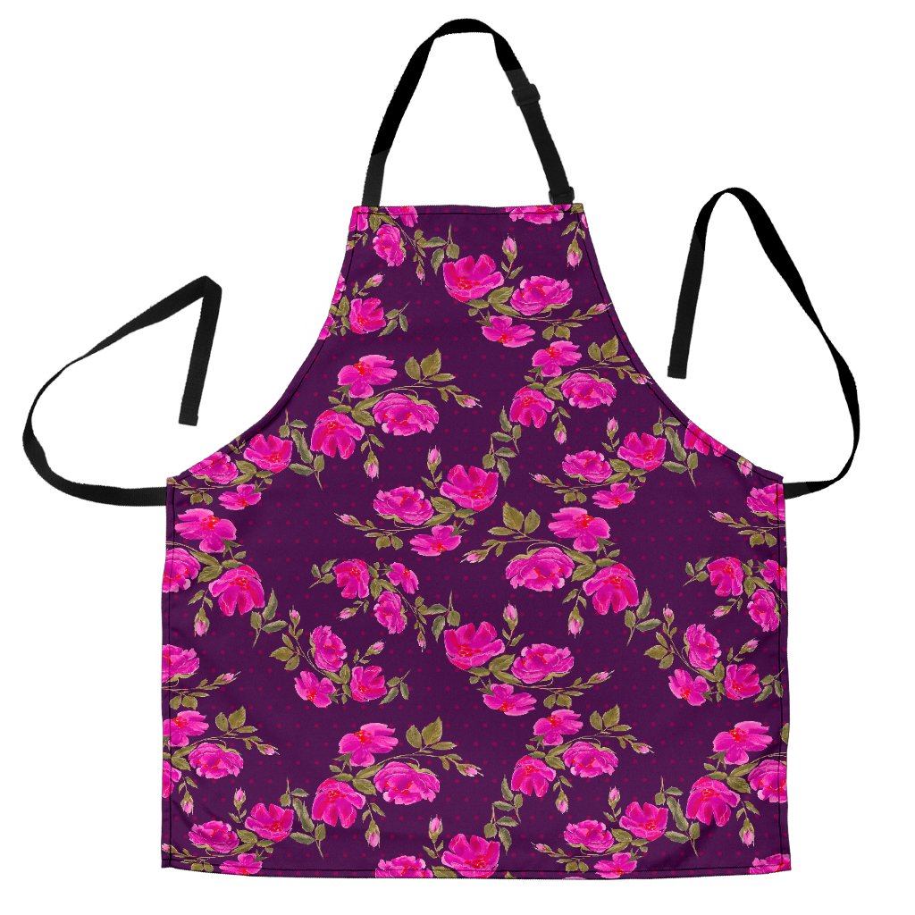 Purple Floral Flower Pattern Print Men's Apron