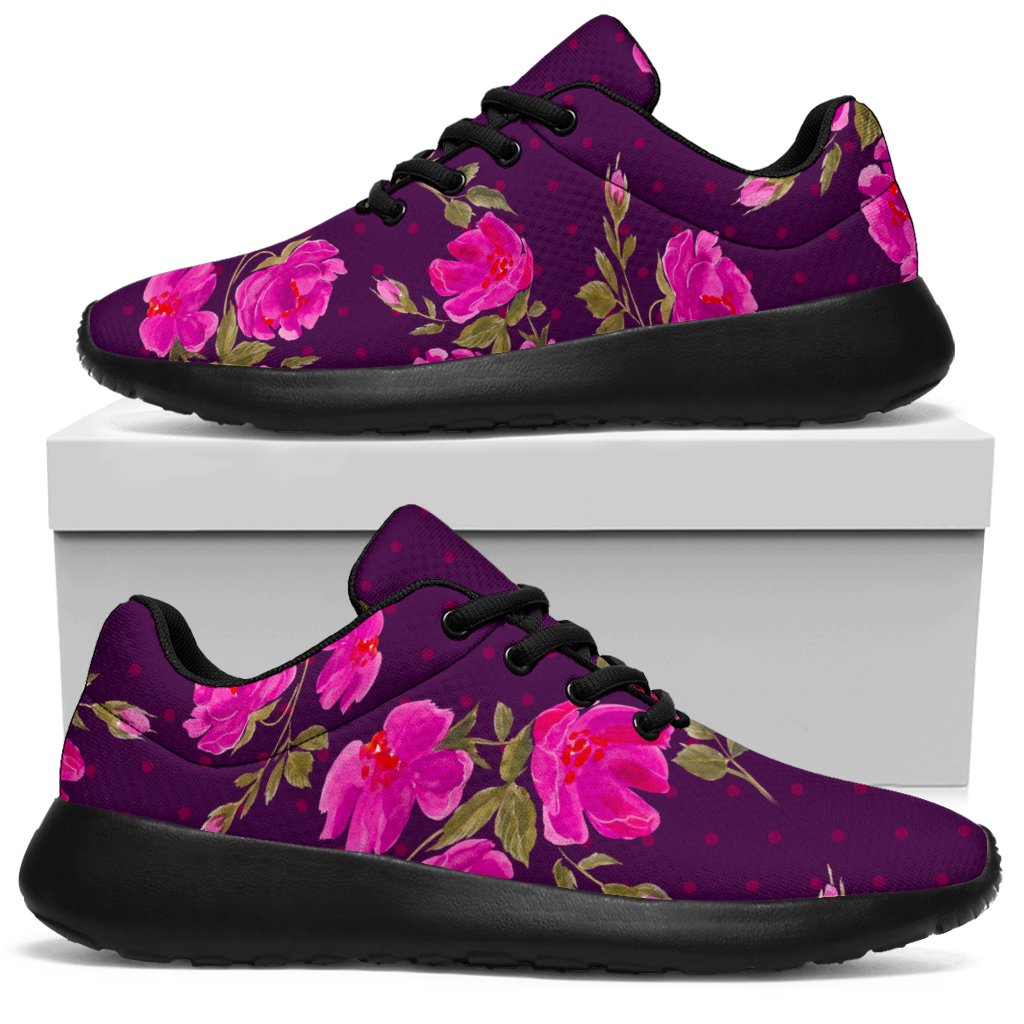 Purple Floral Flower Pattern Print Sport Sneakers