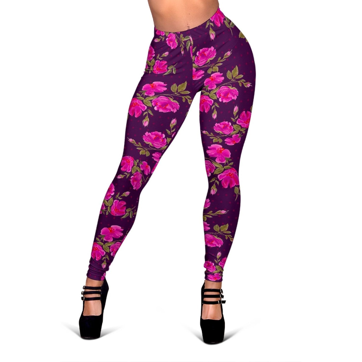 Purple Floral Flower Pattern Print Women's Leggings