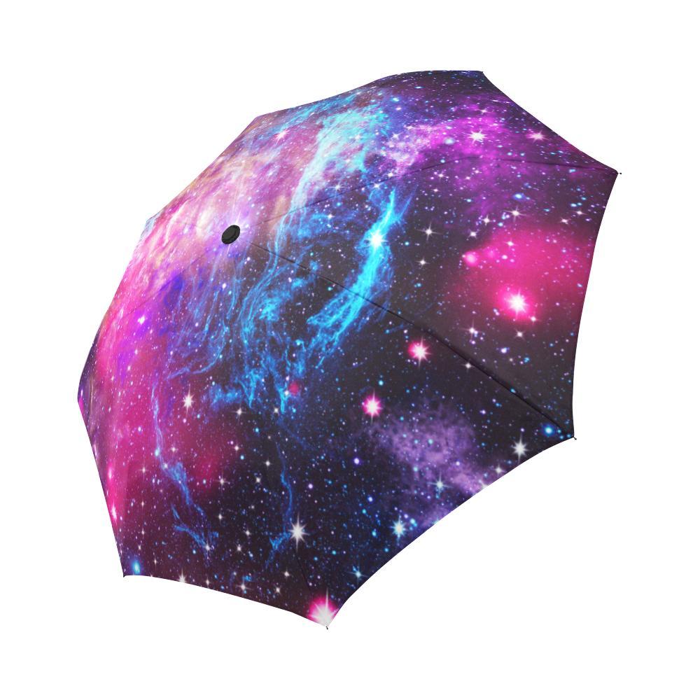 Purple Galaxy Space Blue Stardust Print Automatic Foldable Umbrella