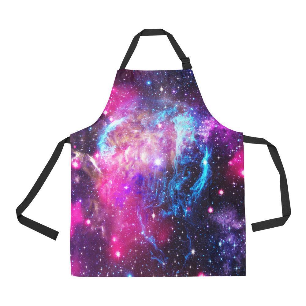 Purple Galaxy Space Blue Stardust Print Bib Apron With Pockets