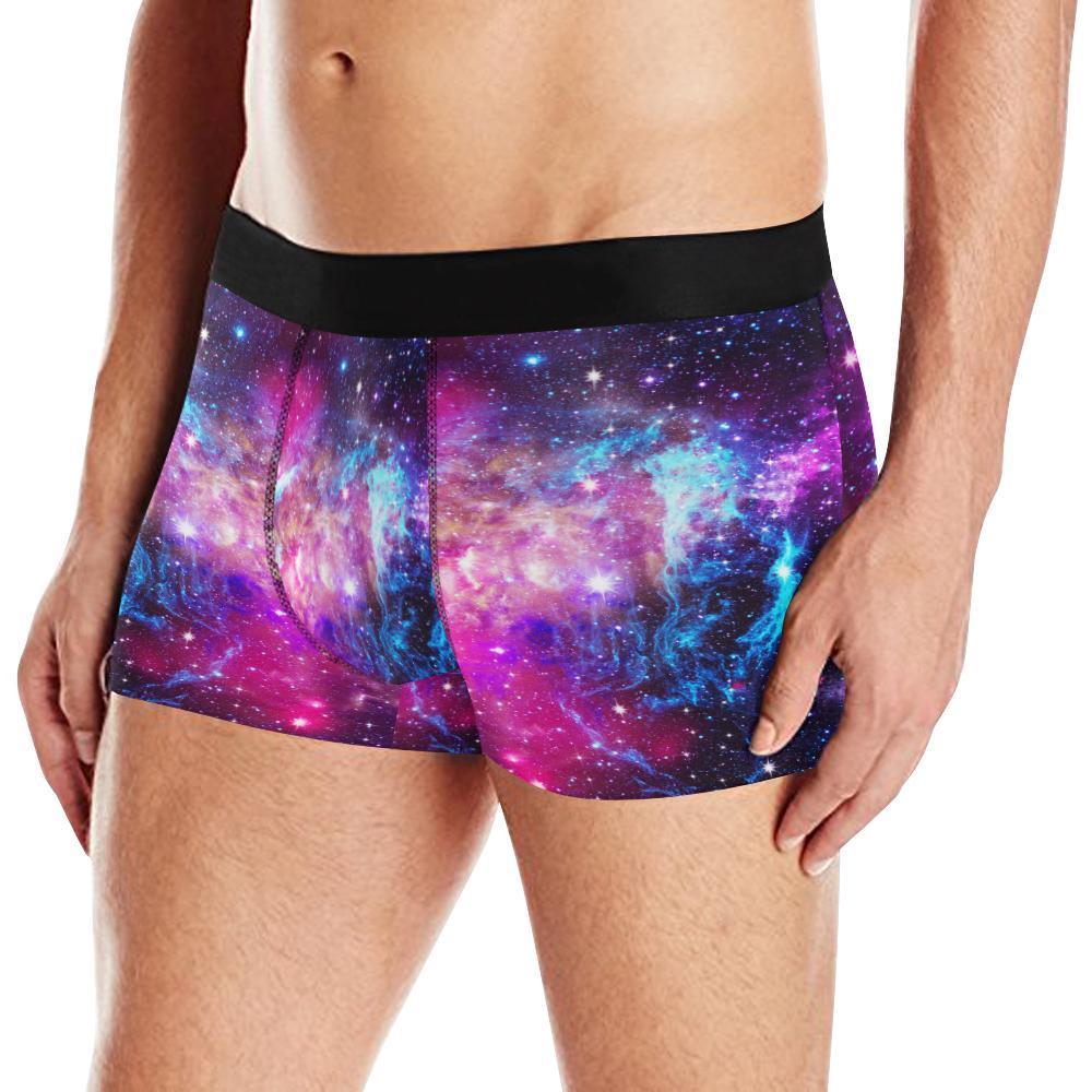 Purple Galaxy Space Blue Stardust Print Men's Boxer Briefs