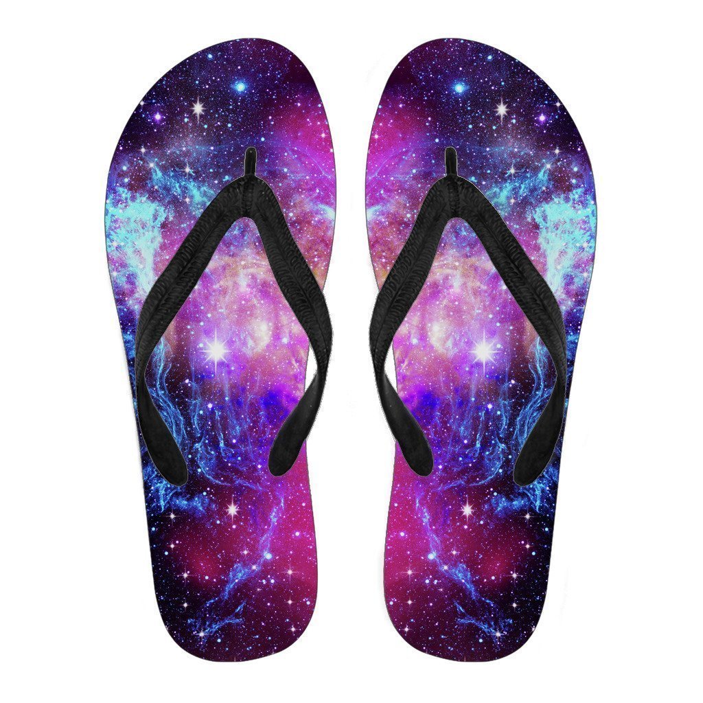 Purple Galaxy Space Blue Stardust Print Men's Flip Flops