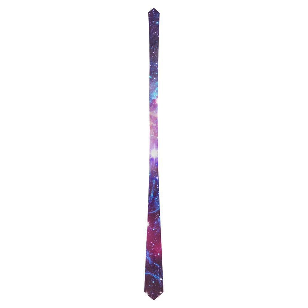 Purple Galaxy Space Blue Stardust Print Men's Necktie