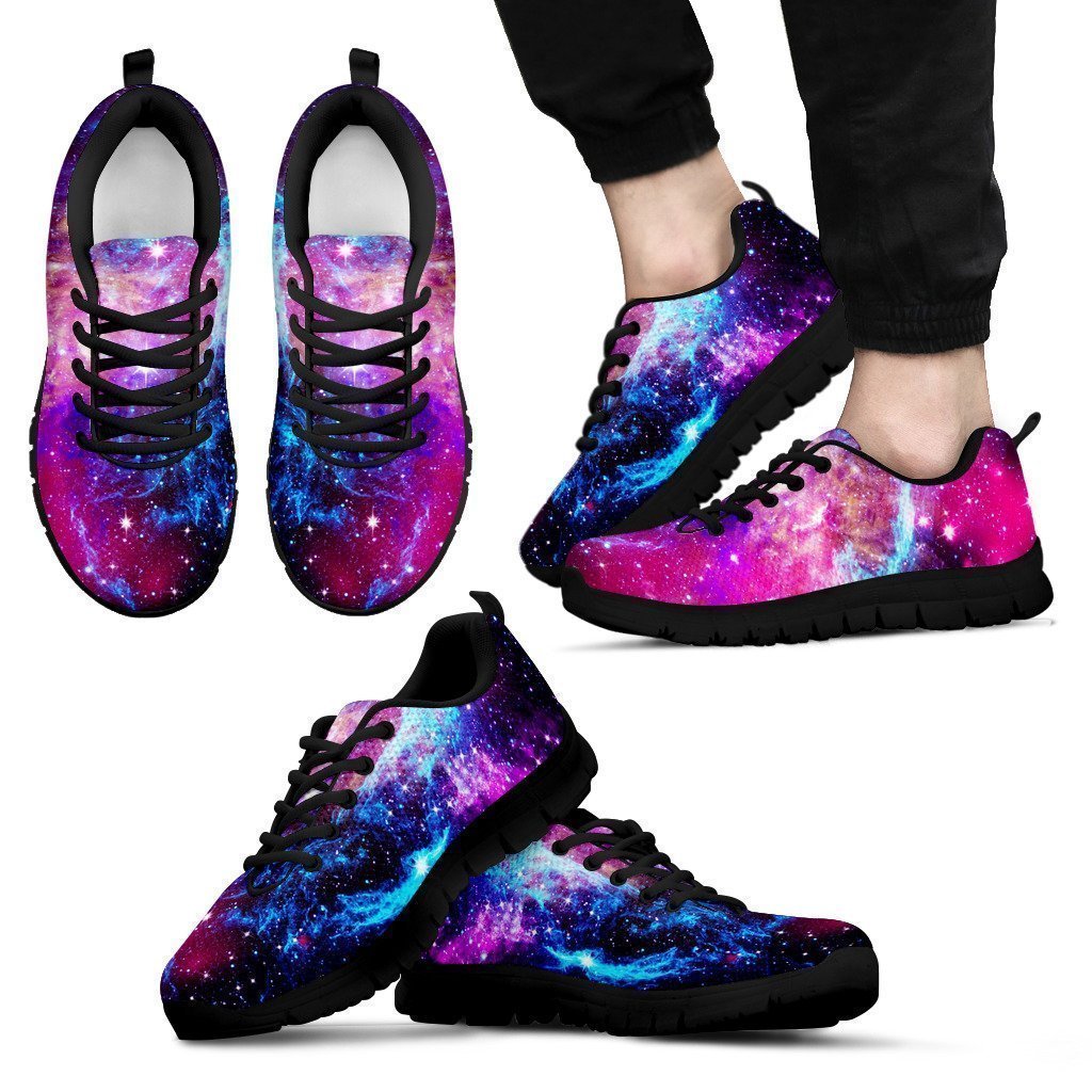 Purple Galaxy Space Blue Stardust Print Men's Sneakers