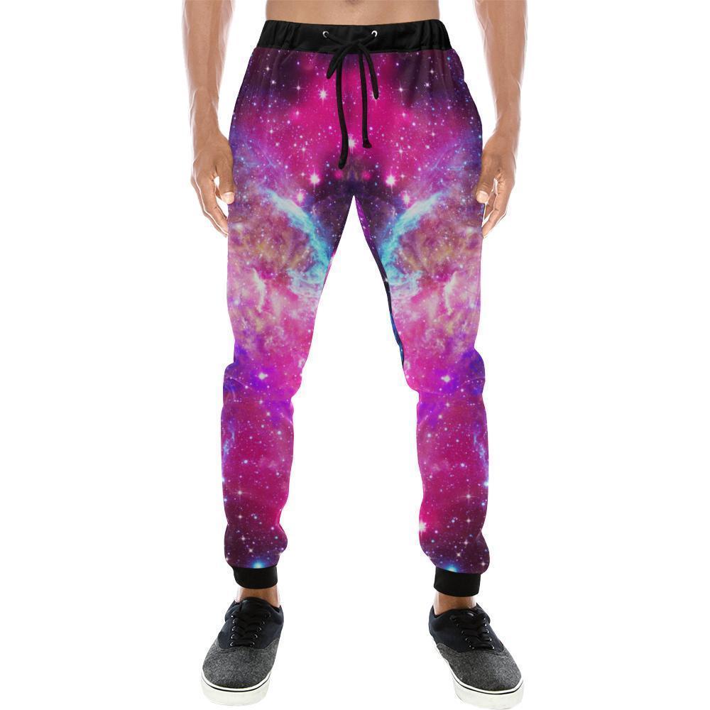 Purple Galaxy Space Blue Stardust Print Men's Sweatpants