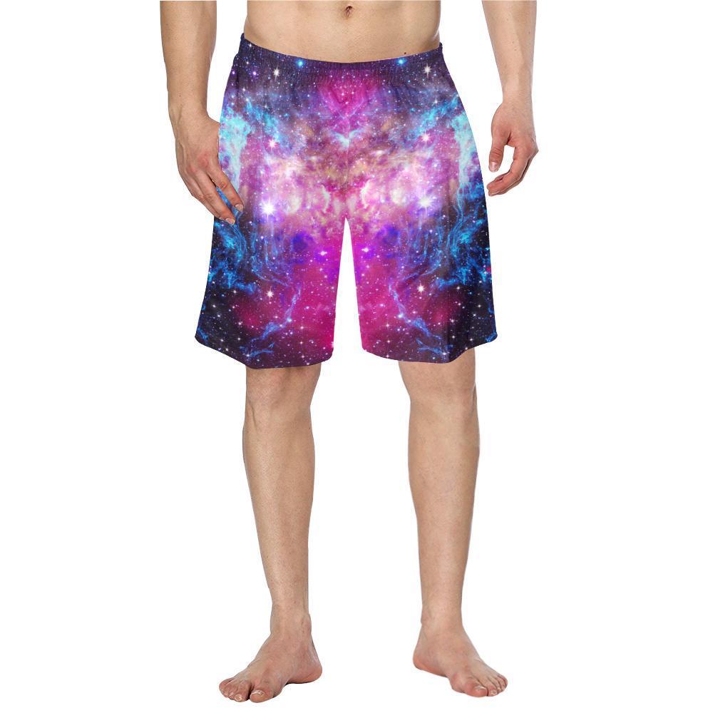 Purple Galaxy Space Blue Stardust Print Men's Swim Trunks