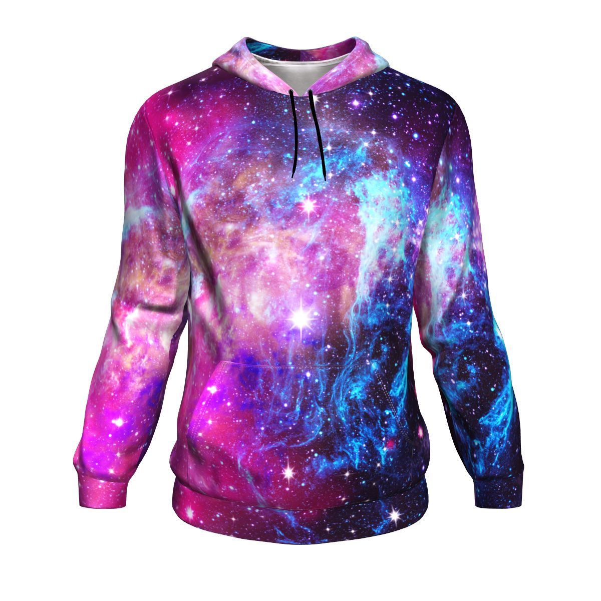 Purple Galaxy Space Blue Stardust Print Pullover Hoodie