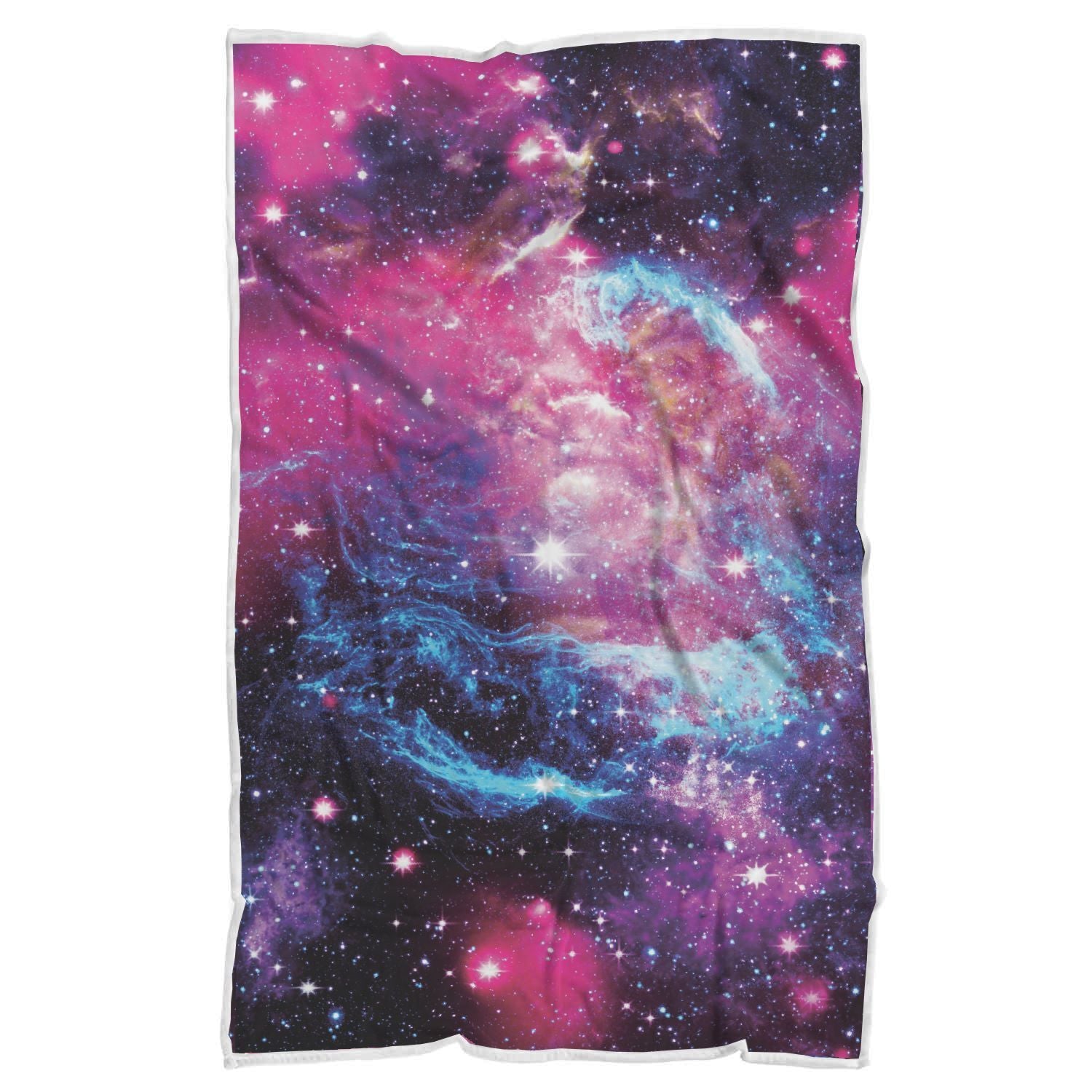 Purple Galaxy Space Blue Stardust Print Sherpa Blanket