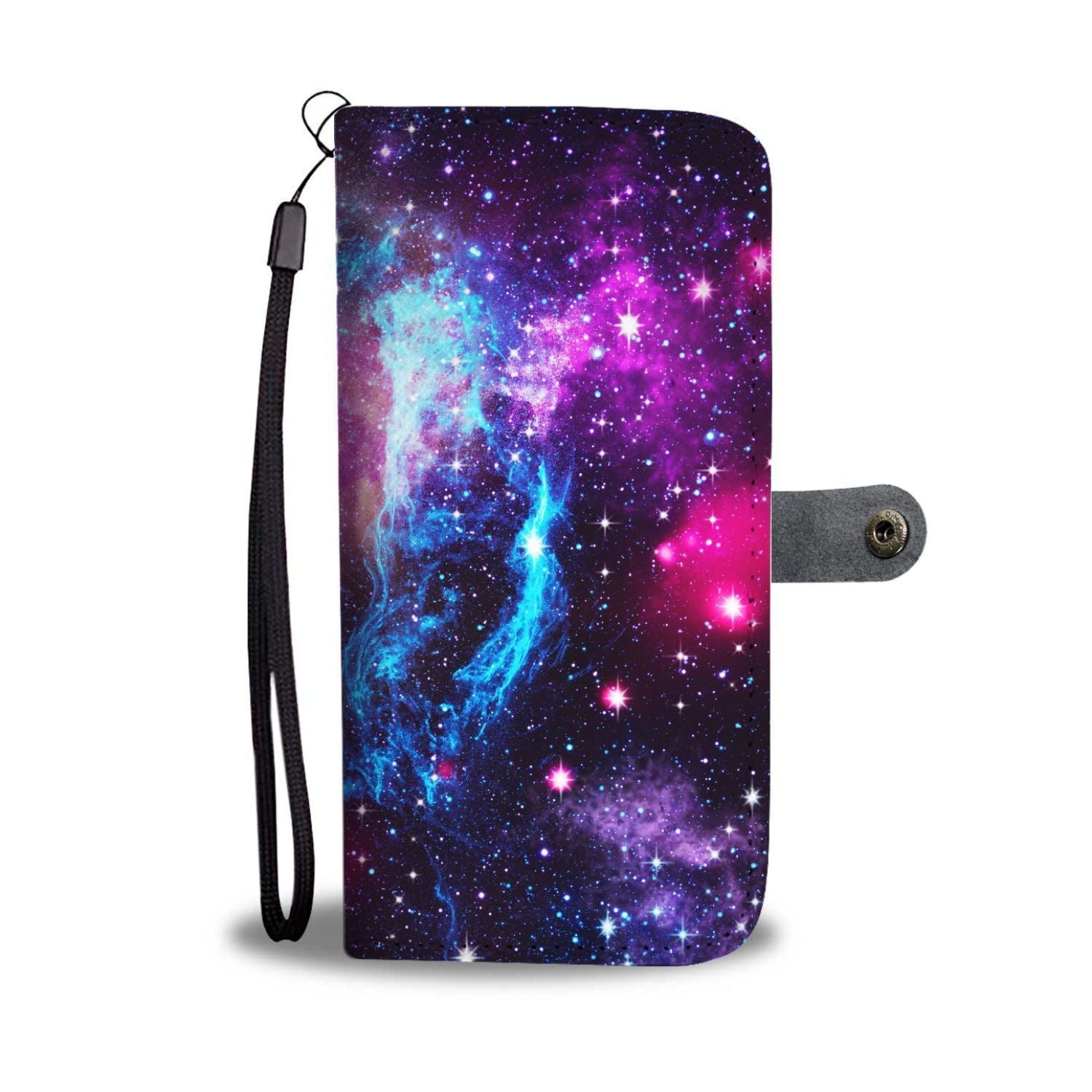 Purple Galaxy Space Blue Stardust Print Wallet Phone Case