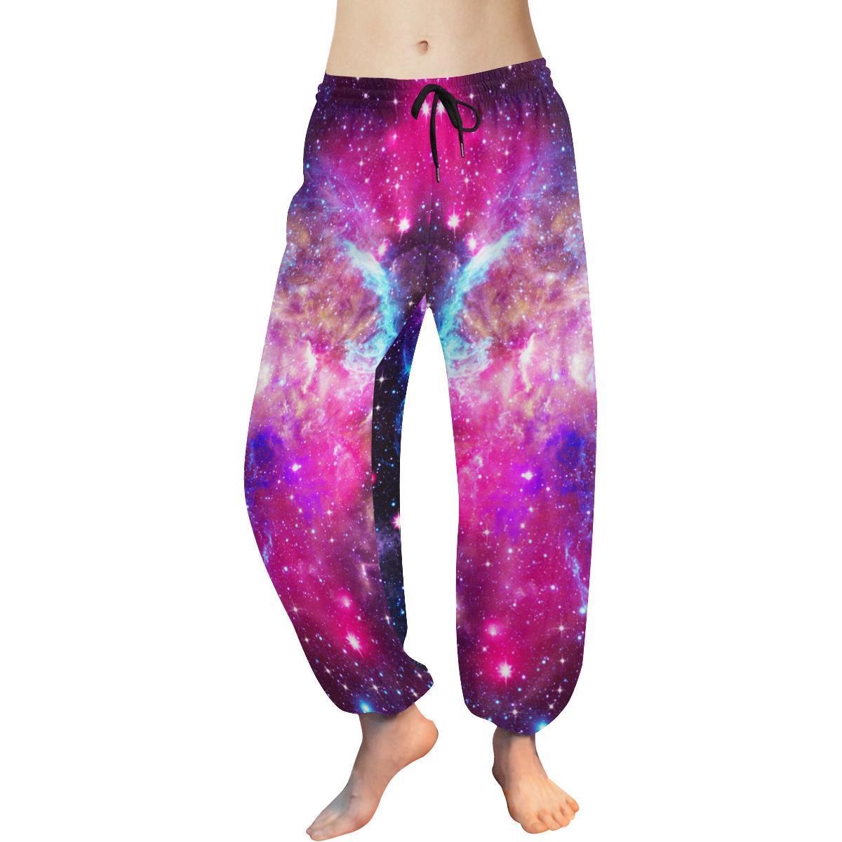 Purple Galaxy Space Blue Stardust Print Women's Harem Pants