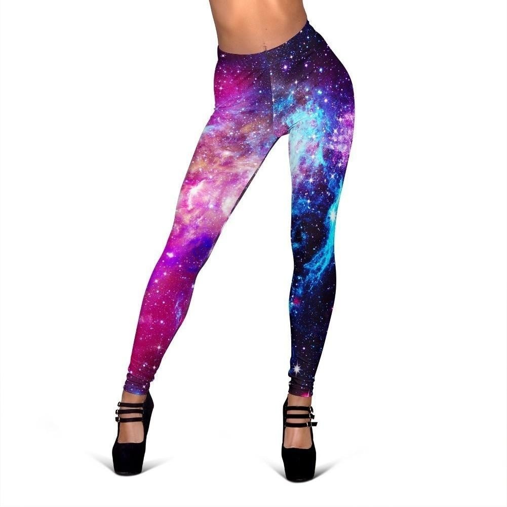 Purple Galaxy Space Blue Stardust Print Women's Leggings