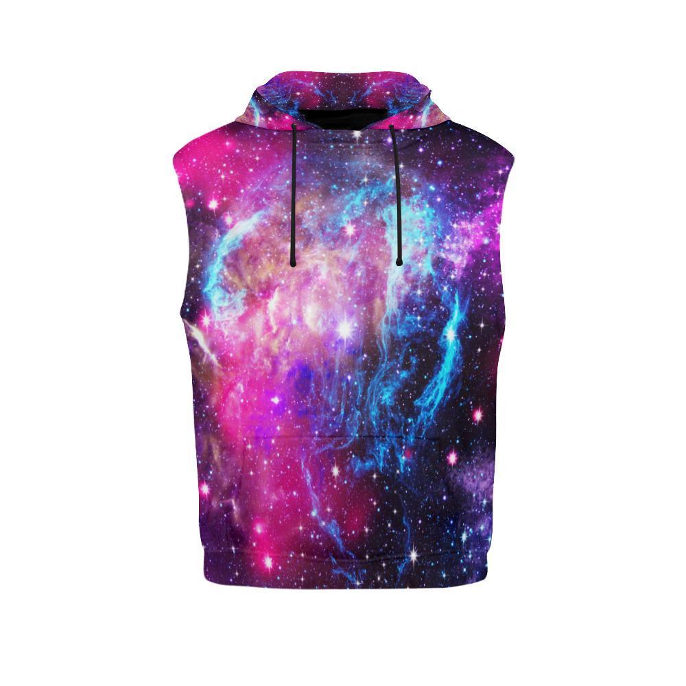 Purple Galaxy Space Blue Stardust Print Women's Sleeveless Hoodie