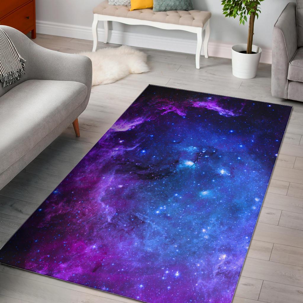 Purple Galaxy Space Blue Starfield Print Area Rug