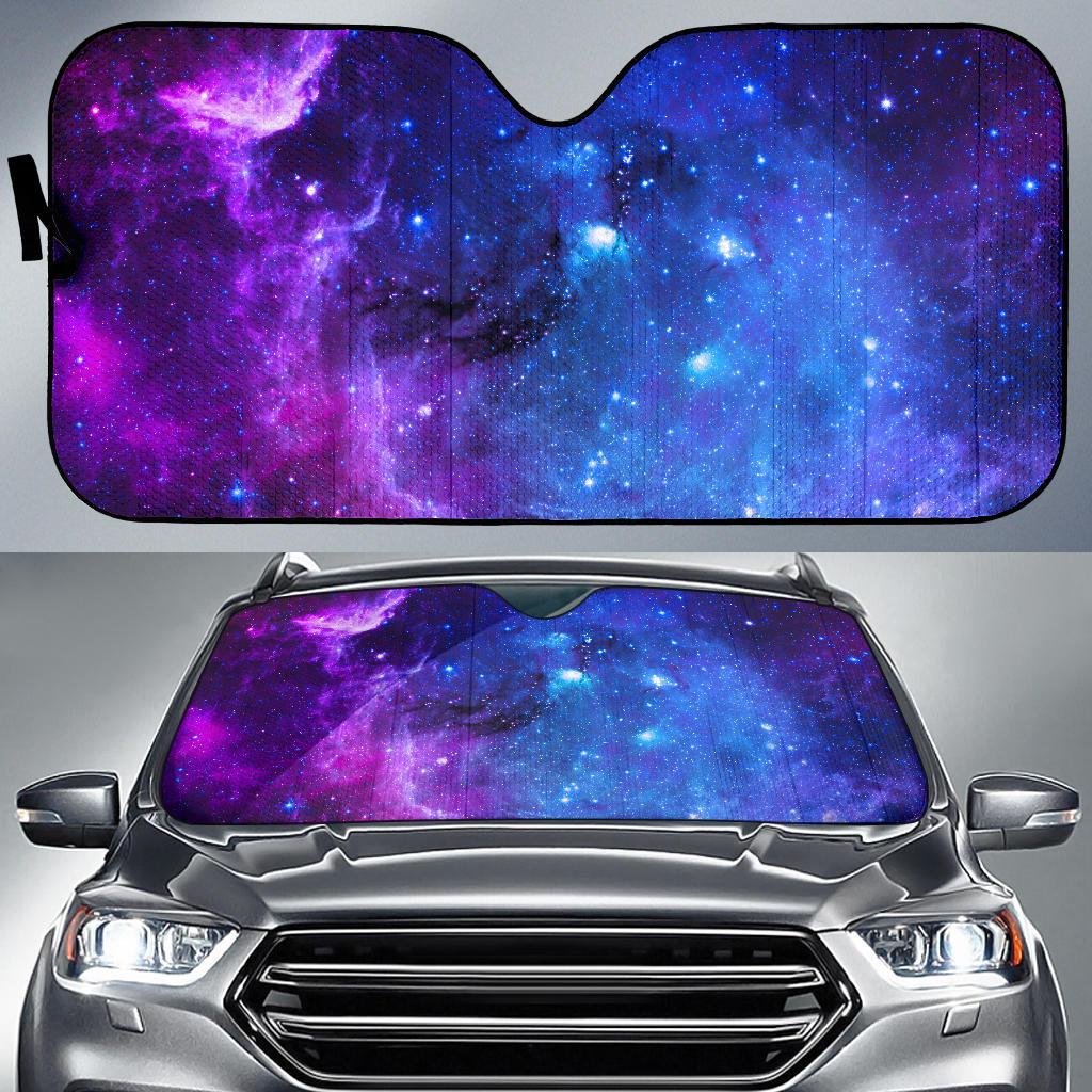 Purple Galaxy Space Blue Starfield Print Car Sun Shade