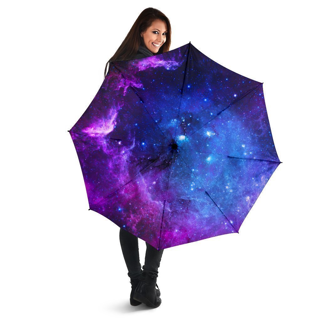 Purple Galaxy Space Blue Starfield Print Foldable Umbrella