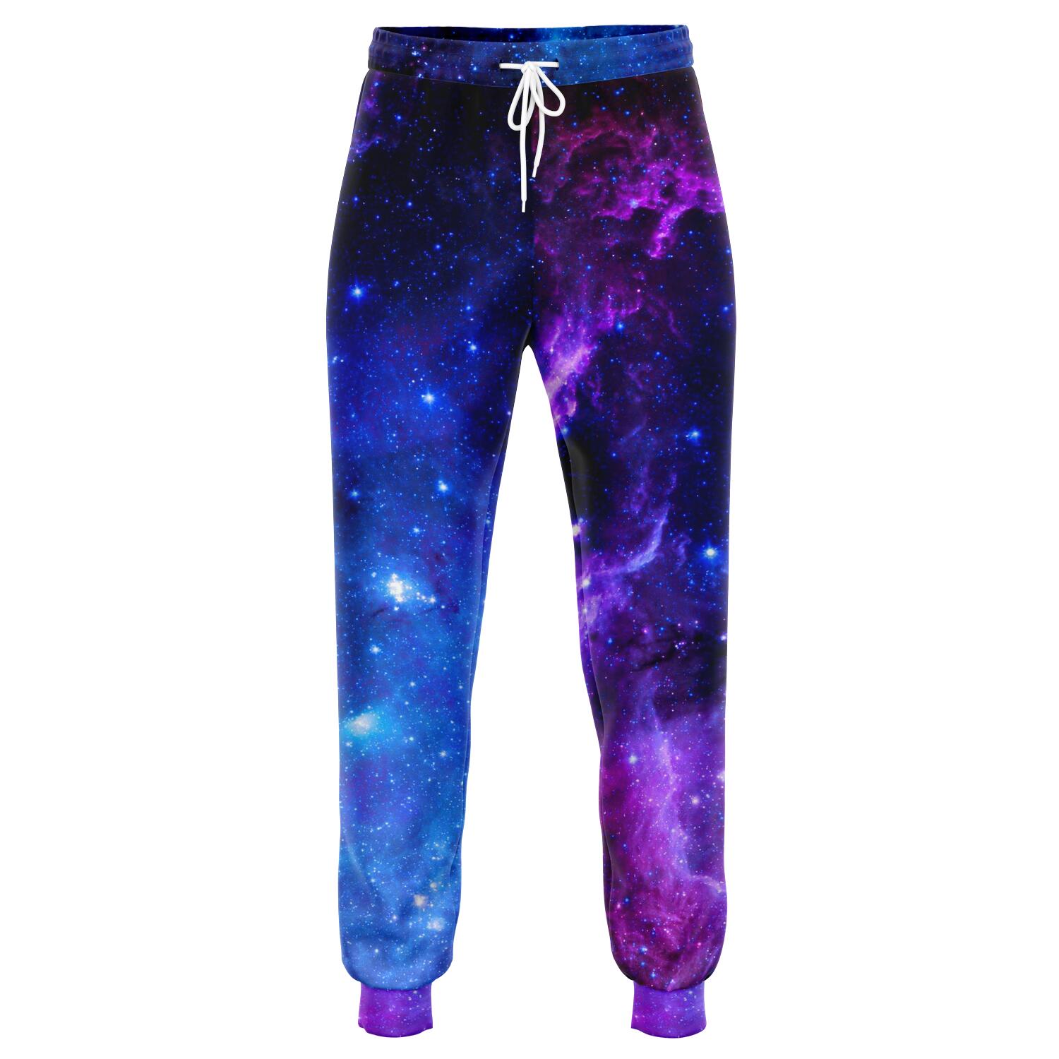 Purple Galaxy Space Blue Starfield Print Jogger Pants