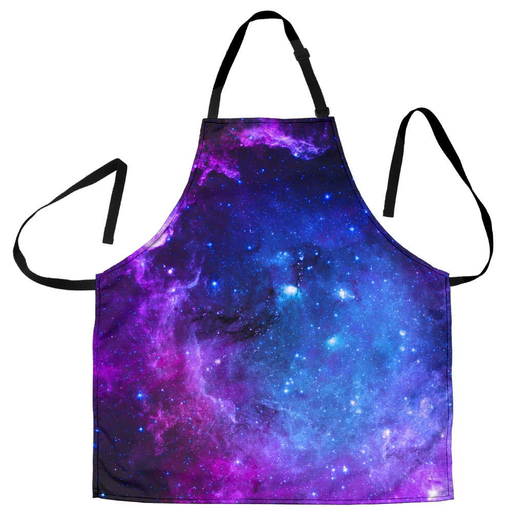 Purple Galaxy Space Blue Starfield Print Men's Apron