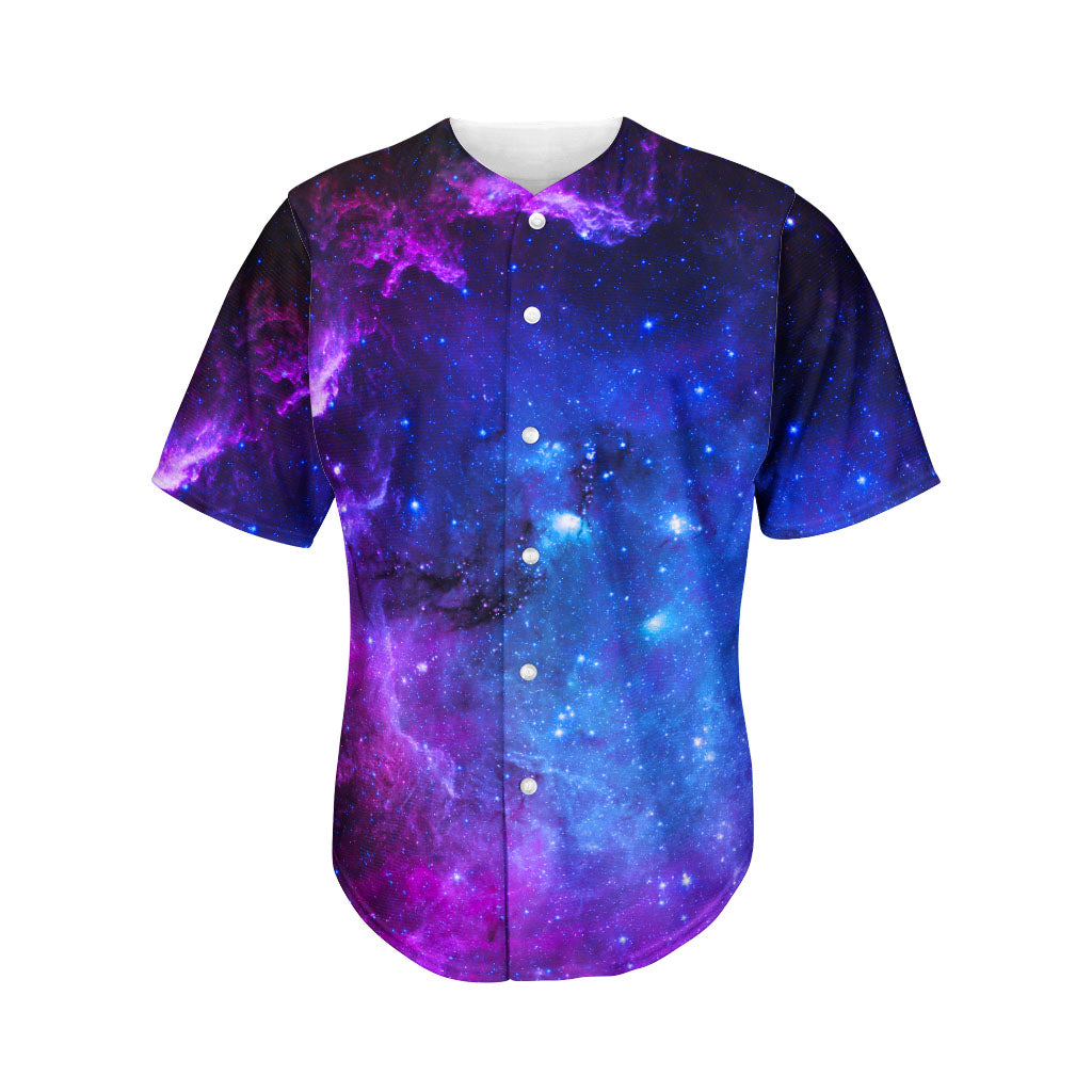 Purple Galaxy Space Blue Starfield Print Men's Baseball Jersey