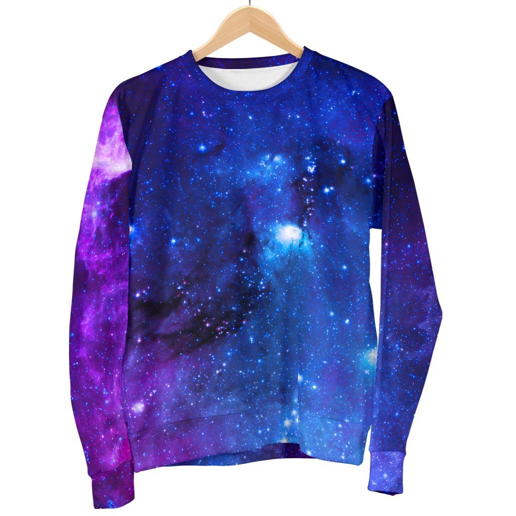 Purple Galaxy Space Blue Starfield Print Men's Crewneck Sweatshirt