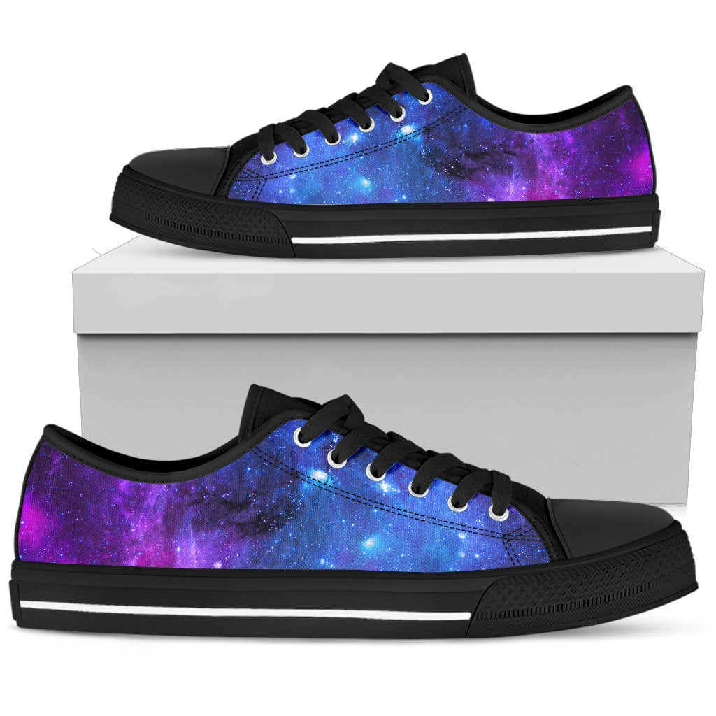 Purple Galaxy Space Blue Starfield Print Men's Low Top Shoes