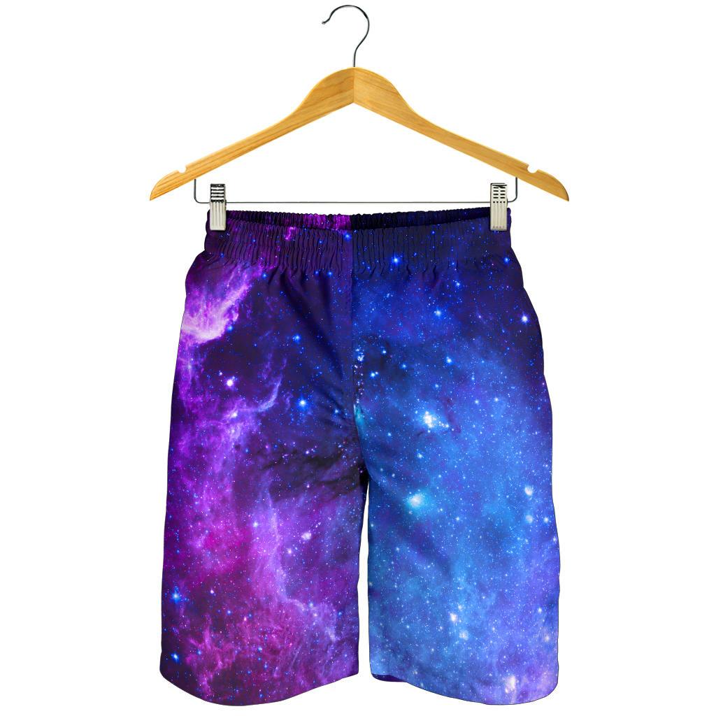 Purple Galaxy Space Blue Starfield Print Men's Shorts