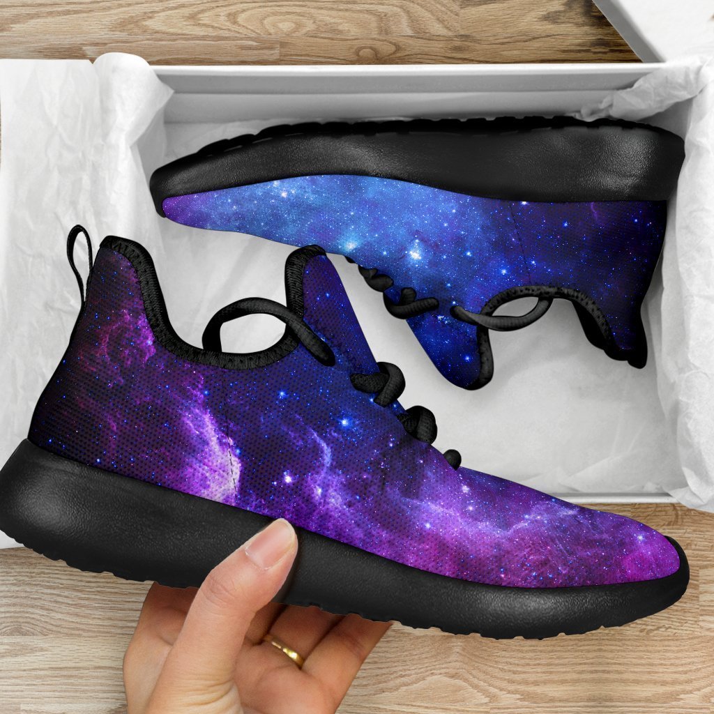 Purple Galaxy Space Blue Starfield Print Mesh Knit Shoes