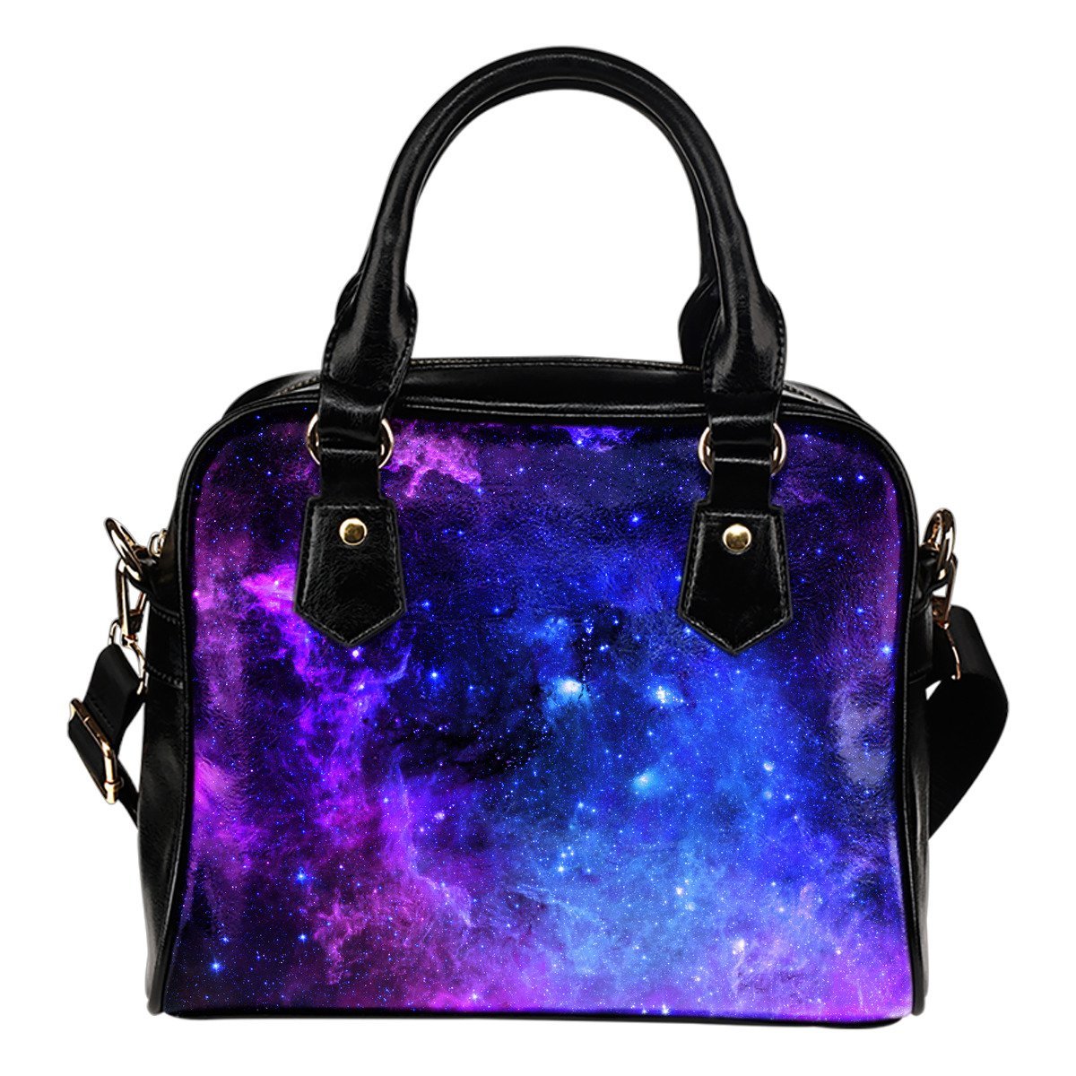 Purple Galaxy Space Blue Starfield Print Shoulder Handbag