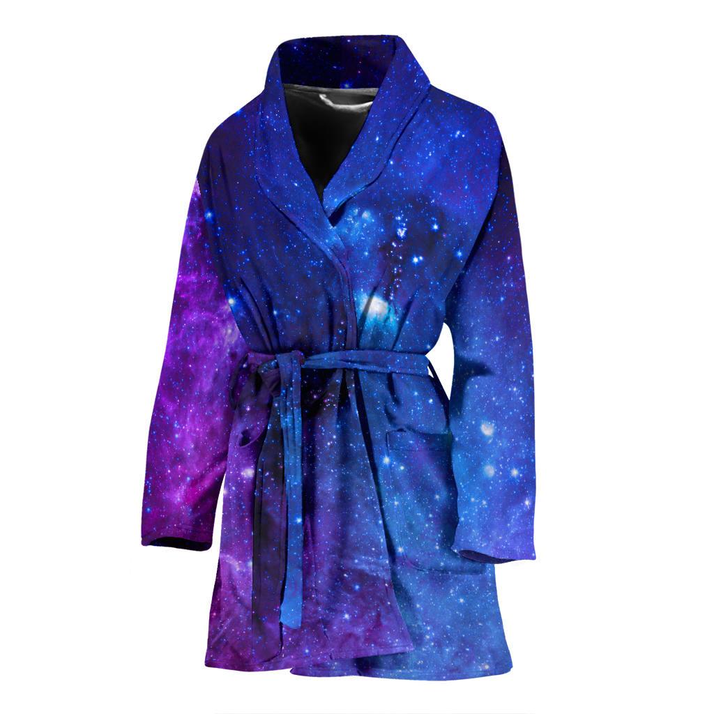 Purple Galaxy Space Blue Starfield Print Women's Bathrobe