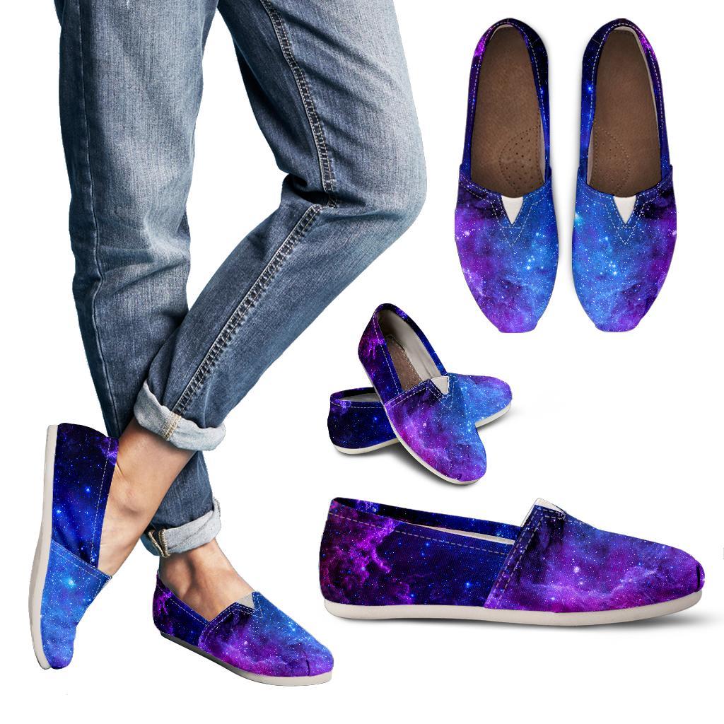 Purple Galaxy Space Blue Starfield Print Women's Casual Canvas Shoes