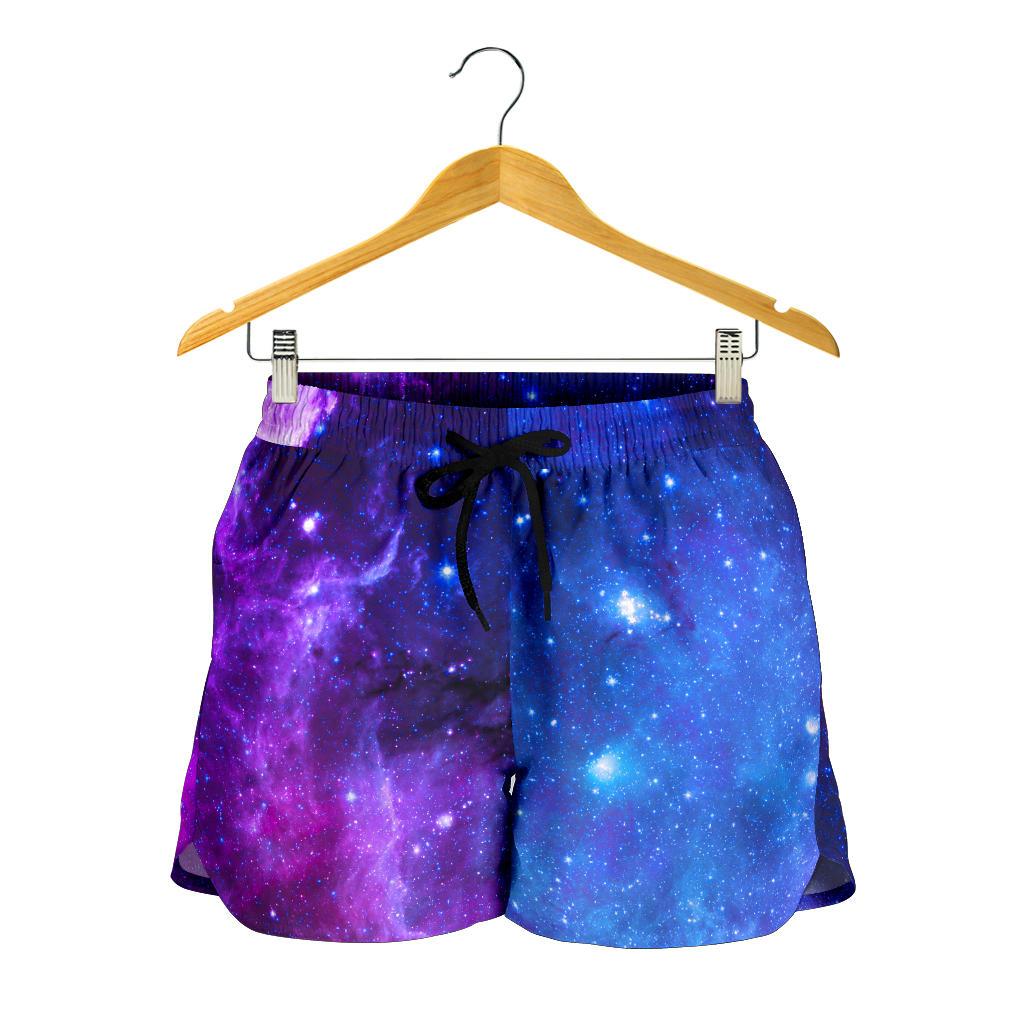 Purple Galaxy Space Blue Starfield Print Women's Shorts