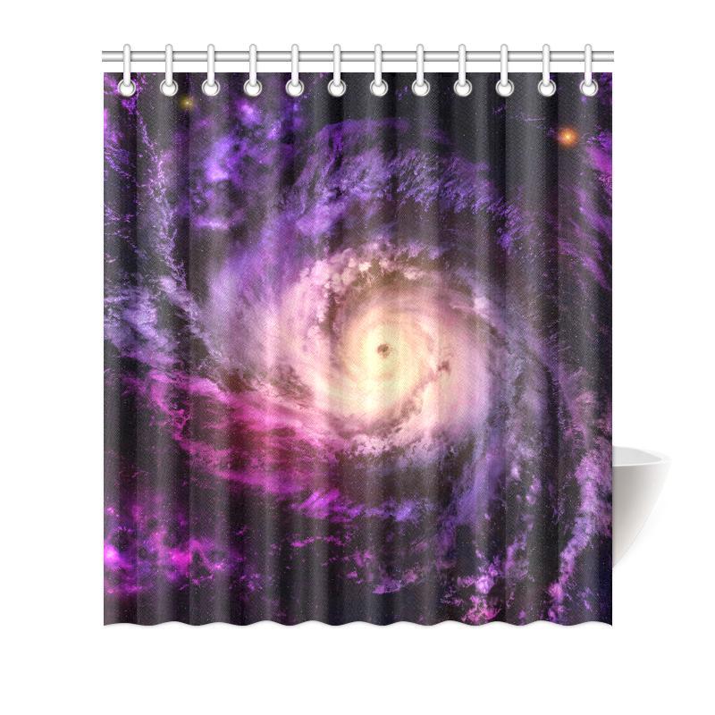 Purple Galaxy Space Spiral Cloud Print Bathroom Shower Curtain