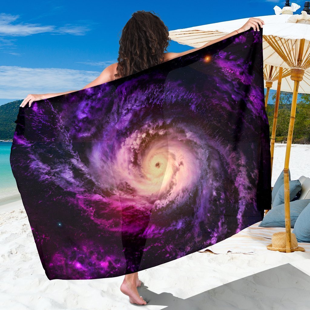 Purple Galaxy Space Spiral Cloud Print Beach Sarong Wrap