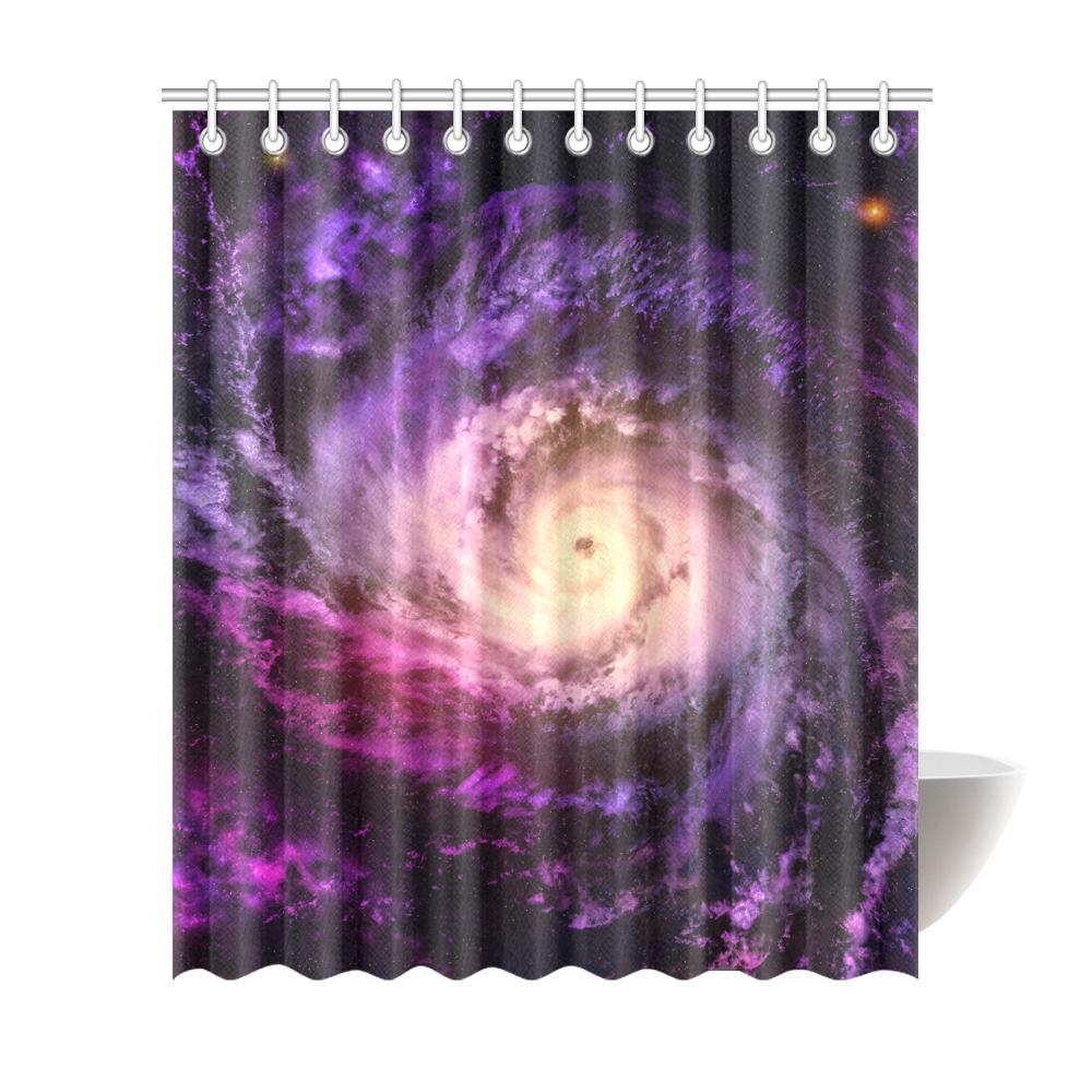 Purple Galaxy Space Spiral Cloud Print Extra Long Shower Curtain