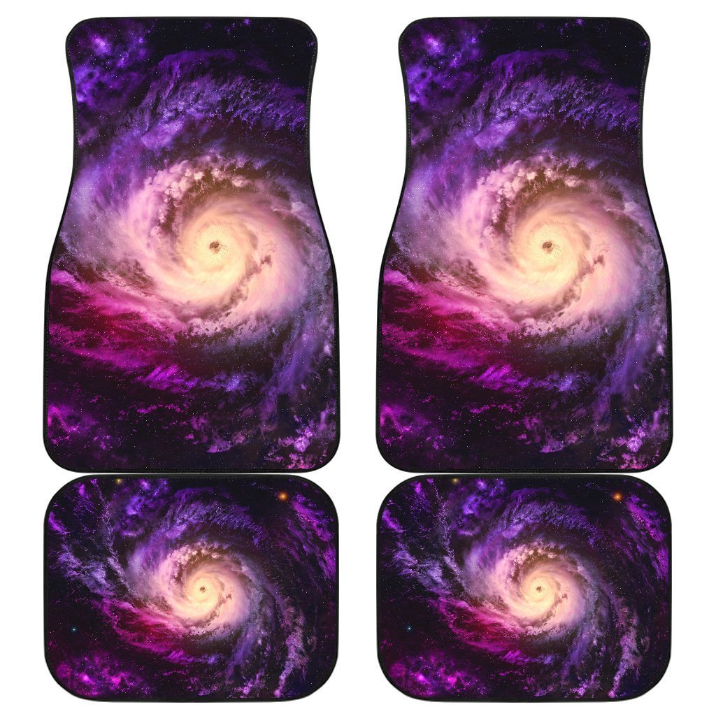 Purple Galaxy Space Spiral Cloud Print Front and Back Car Floor Mats