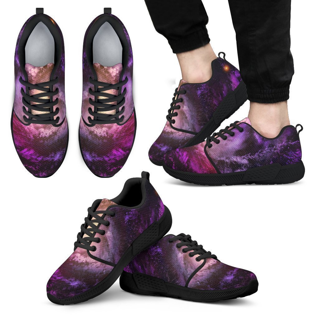 Purple Galaxy Space Spiral Cloud Print Men's Athletic Shoes