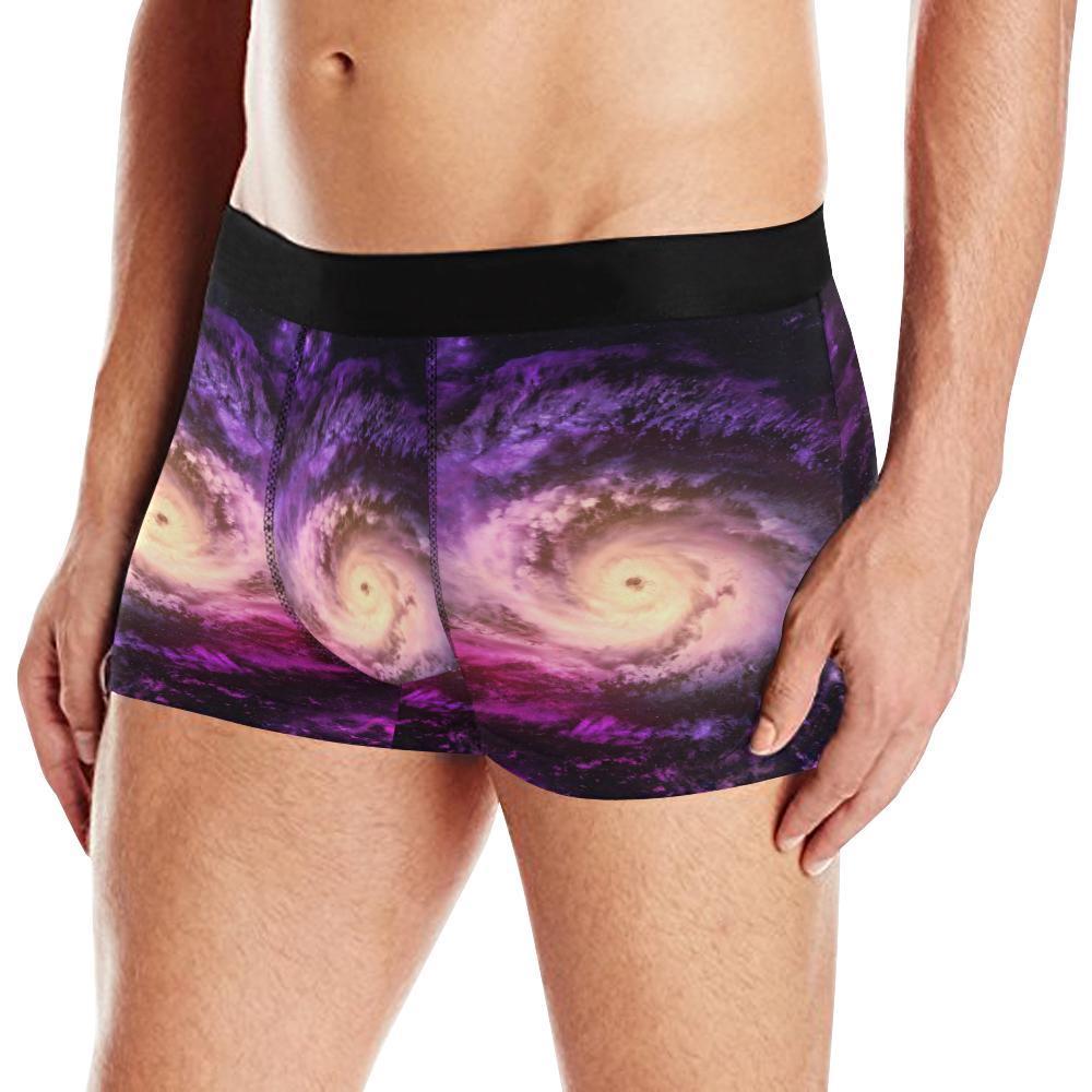 Purple Galaxy Space Spiral Cloud Print Men's Boxer Briefs