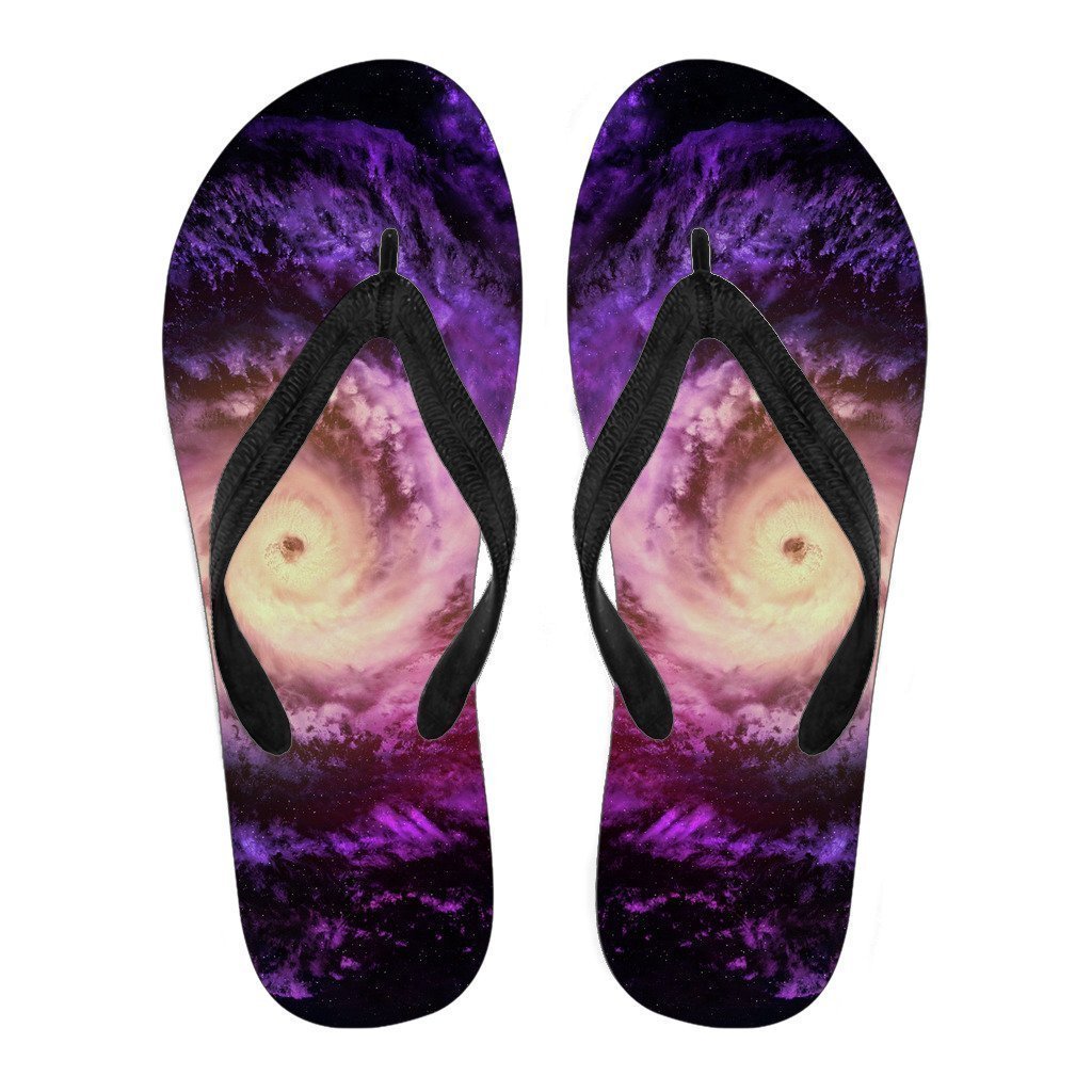 Purple Galaxy Space Spiral Cloud Print Men's Flip Flops