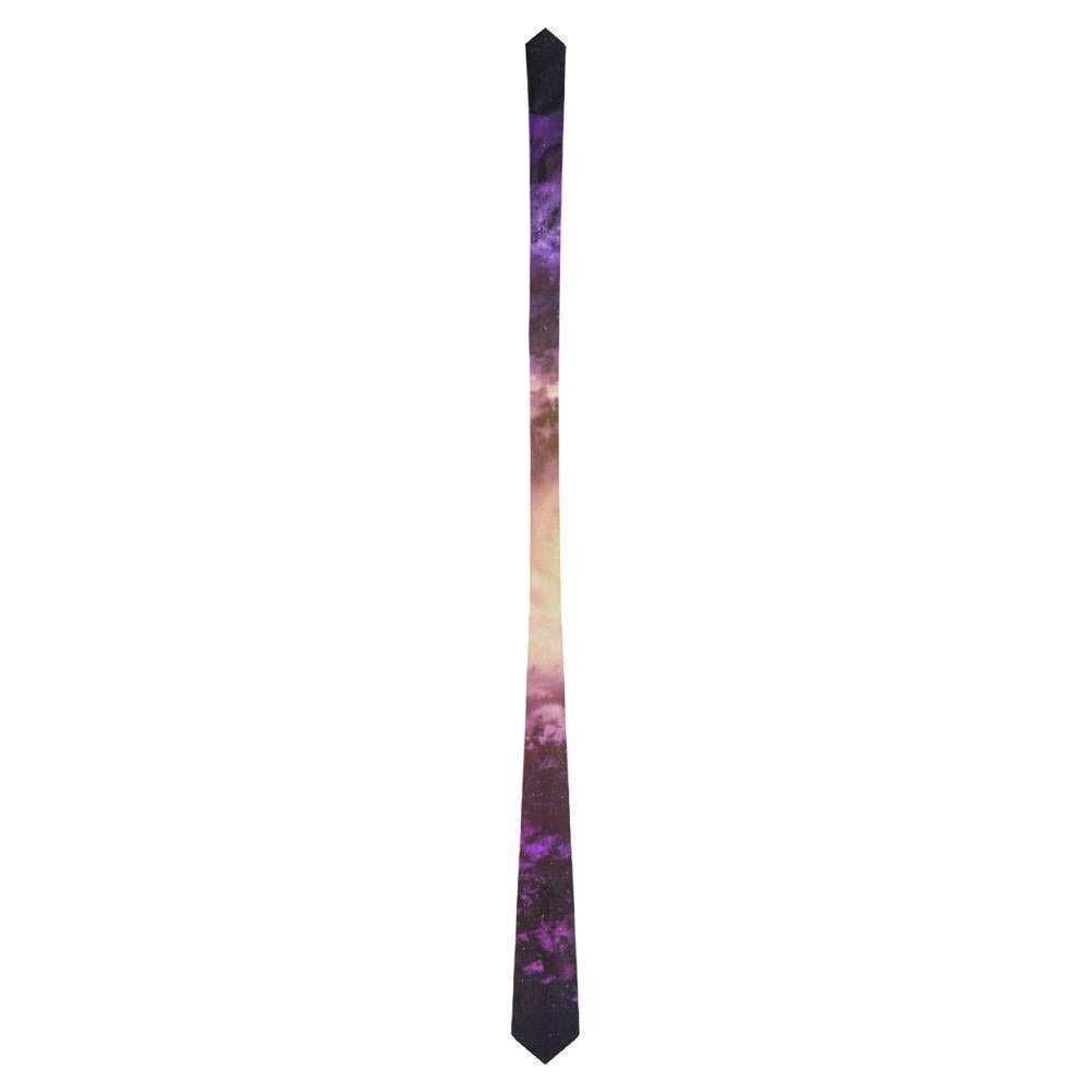 Purple Galaxy Space Spiral Cloud Print Men's Necktie