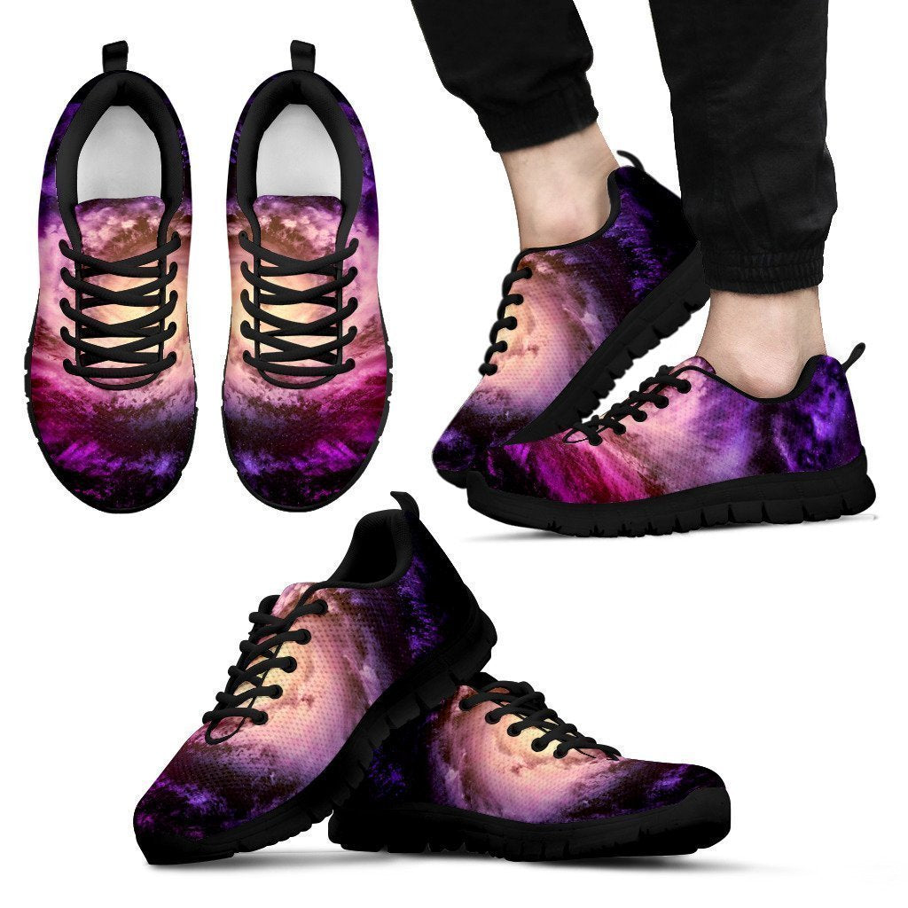 Purple Galaxy Space Spiral Cloud Print Men's Sneakers