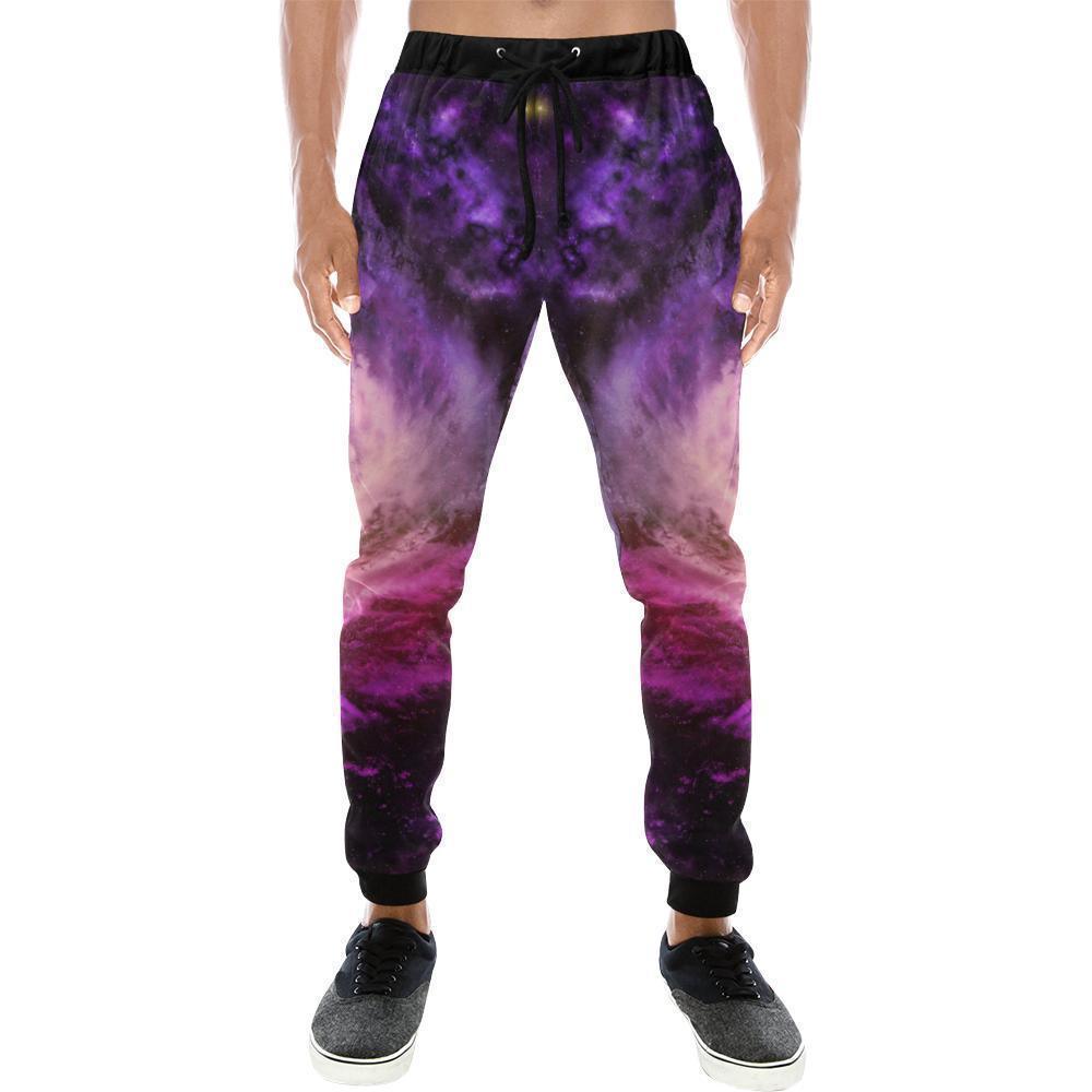 Purple Galaxy Space Spiral Cloud Print Men's Sweatpants