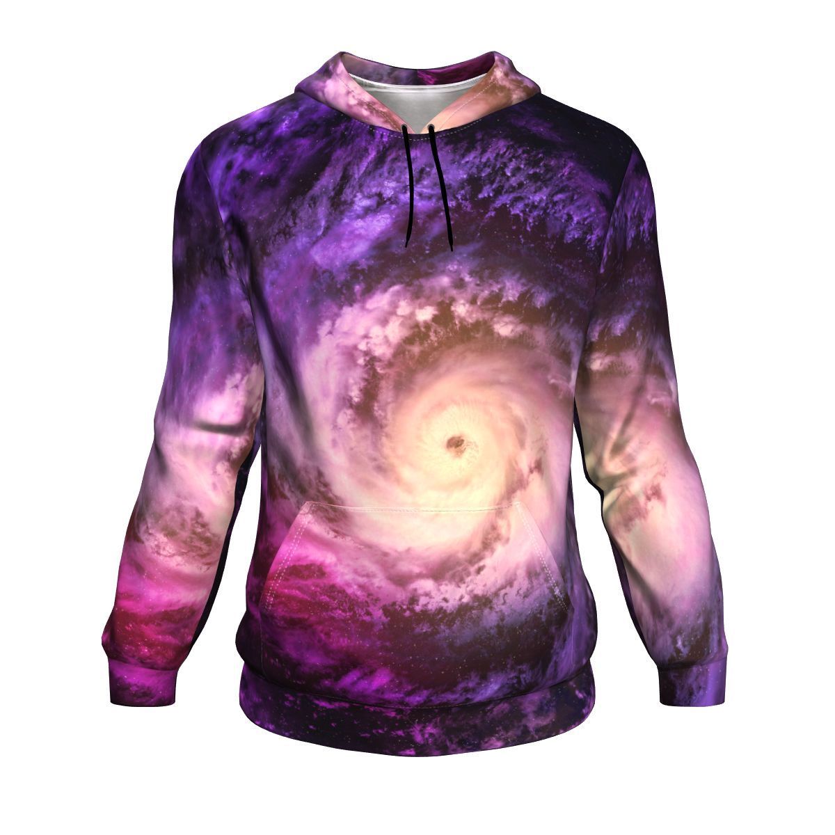 Purple Galaxy Space Spiral Cloud Print Pullover Hoodie