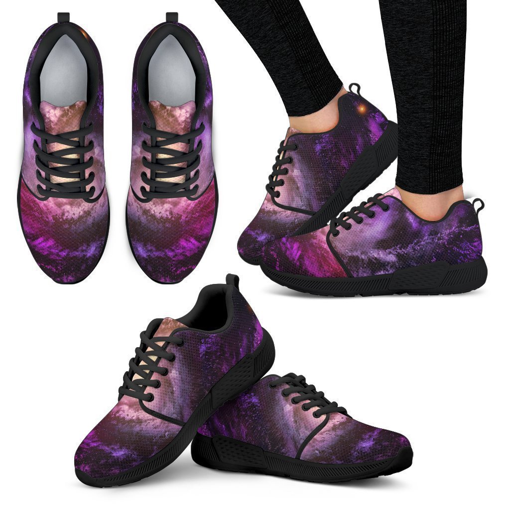 Purple Galaxy Space Spiral Cloud Print Women's Athletic Shoes