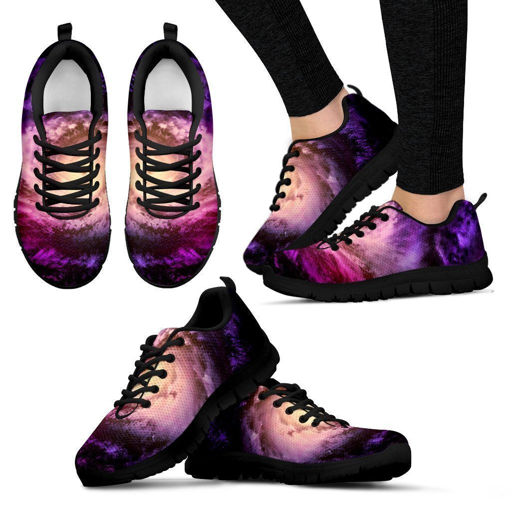 Purple Galaxy Space Spiral Cloud Print Women's Sneakers