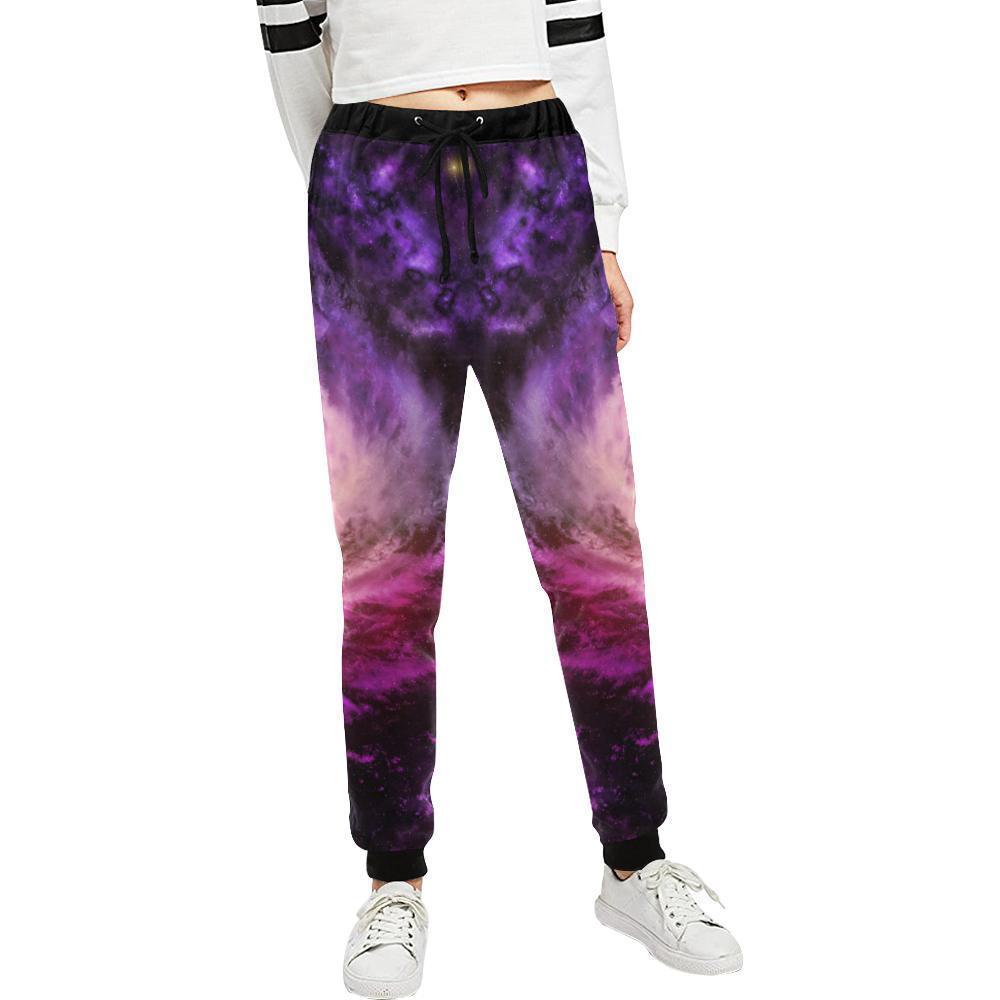 Purple Galaxy Space Spiral Cloud Print Women's Sweatpants