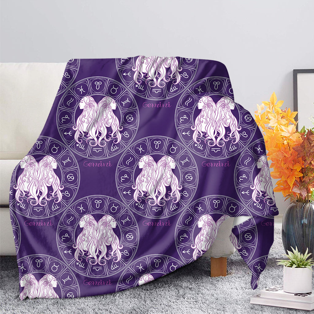 Purple Gemini Zodiac Pattern Print Blanket