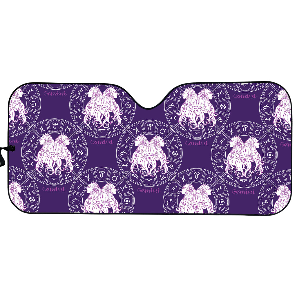 Purple Gemini Zodiac Pattern Print Car Sun Shade