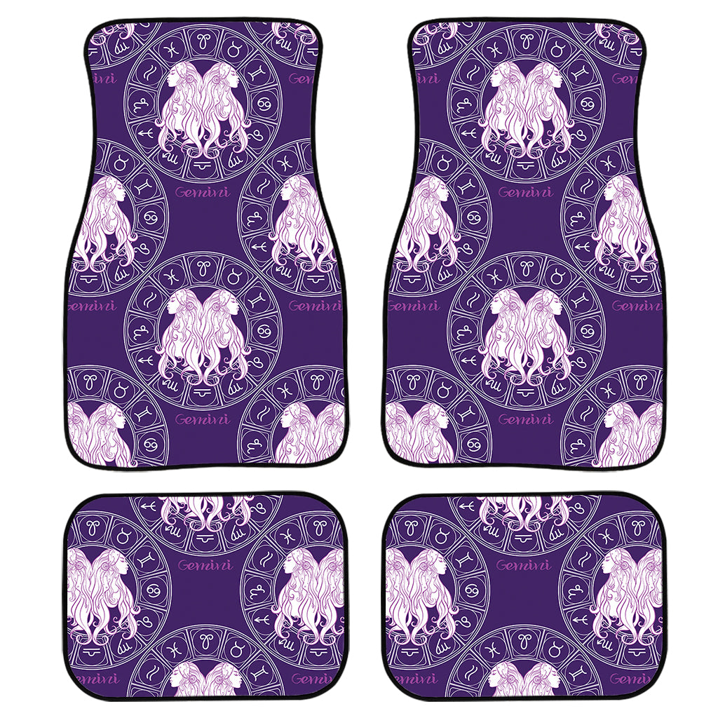 Purple Gemini Zodiac Pattern Print Front and Back Car Floor Mats