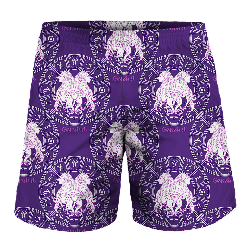 Purple Gemini Zodiac Pattern Print Men's Shorts