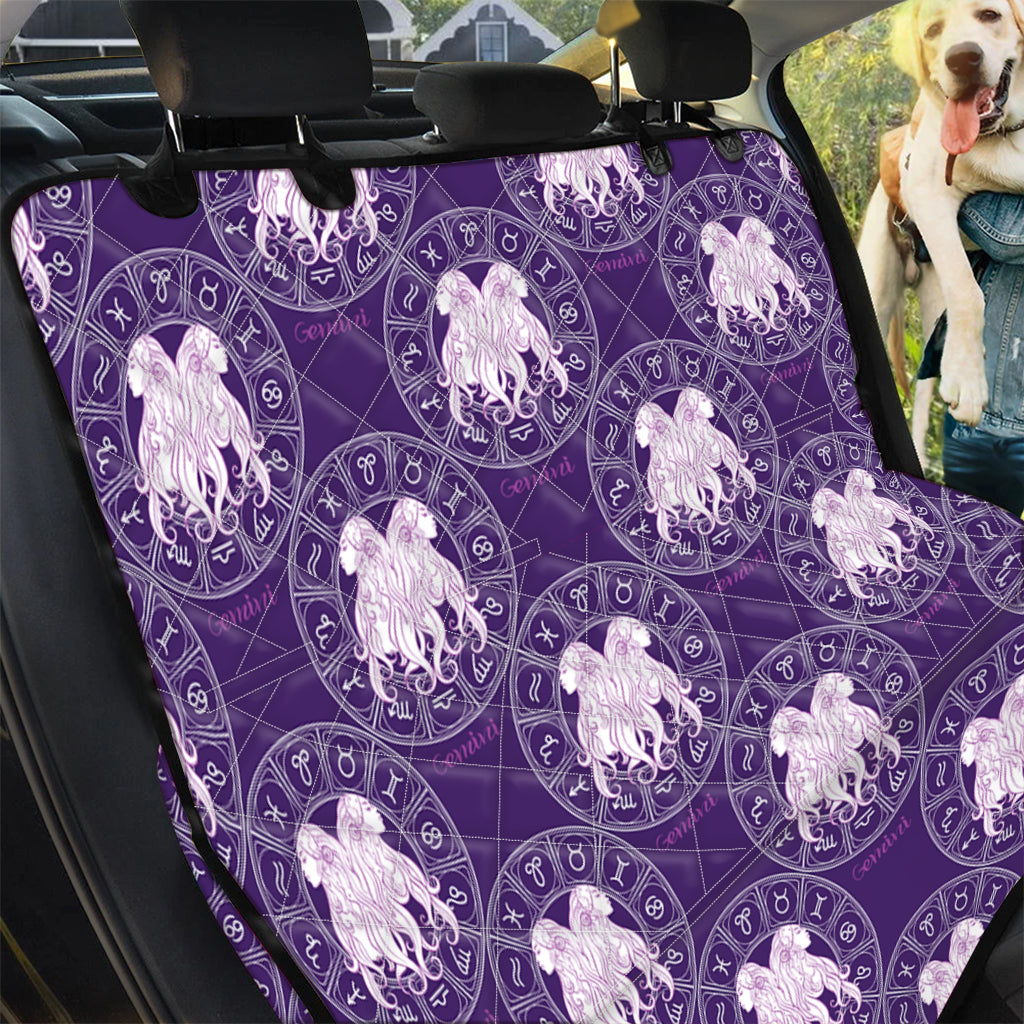 Purple Gemini Zodiac Pattern Print Pet Car Back Seat Cover